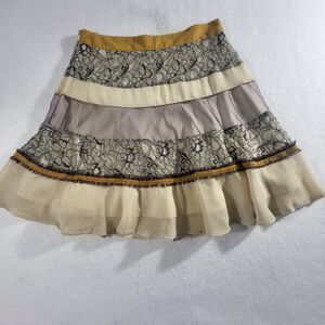RYU Tiered Pleated Vintage Look Mini Skirt Women Size: Medium